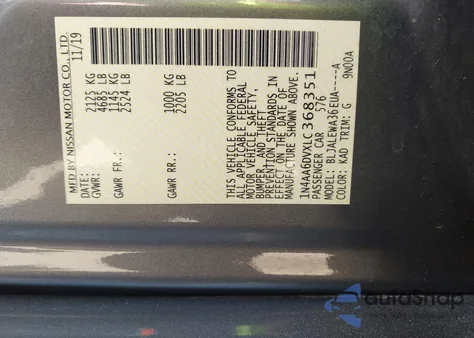 2020 Nissan Maxima Sl Xtronic Cvt из США, поврежденный, VIN 1N4AA6DVXLC368351